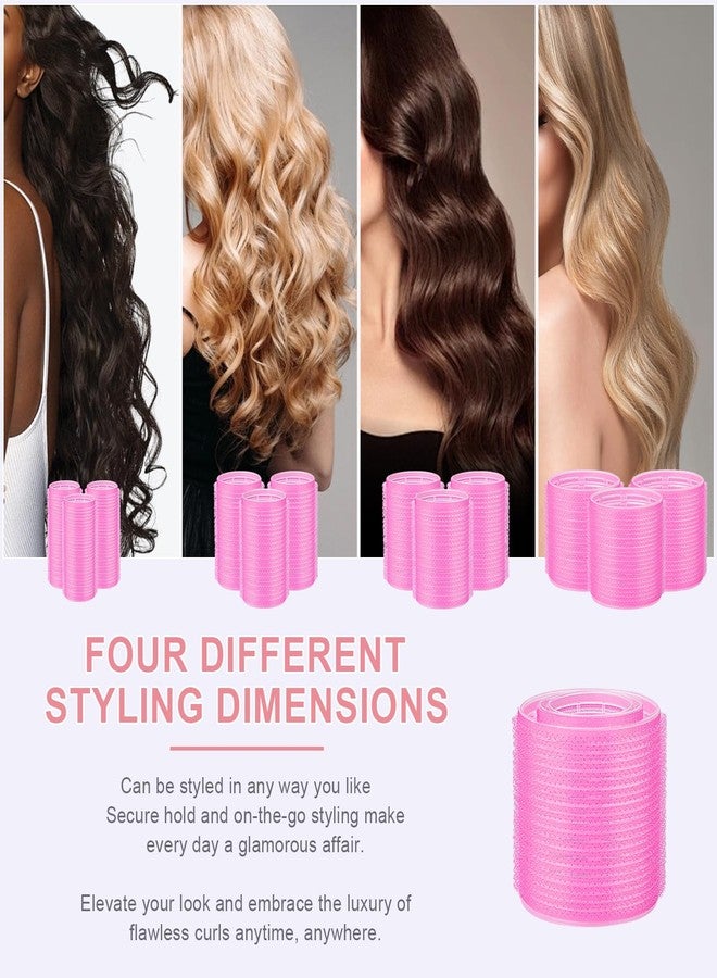 IKOCO Hair Rollers Set, 4 Sizes with 12 Clips and Comb - Self Grip Curlers for Long/Short Hair, Thermal Safe Rollers for Salon-Worthy Styling Pink - Image 3